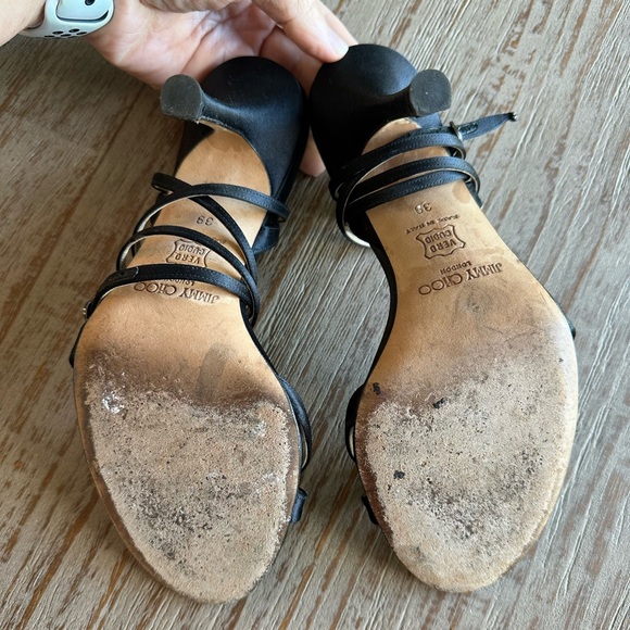 Jimmy Choo Black Satin Stiletto Heels 39 - Picture 5 of 12